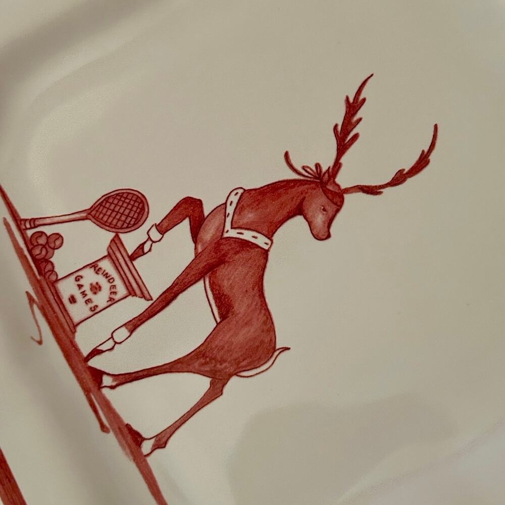 Juliska Country Estate Reindeer Games Vixen Tennis Party Plate Ruby EUC
